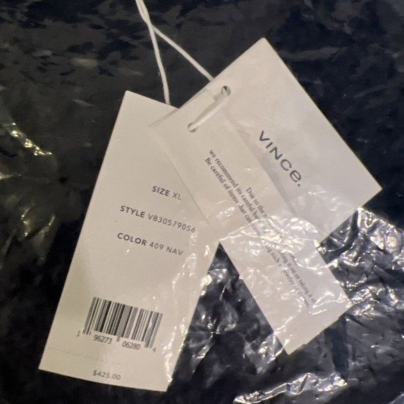 Vince Women's 100% Organic Cotton Crochet Cardigan Sweater Navy Blue XL - Picture 11 of 15